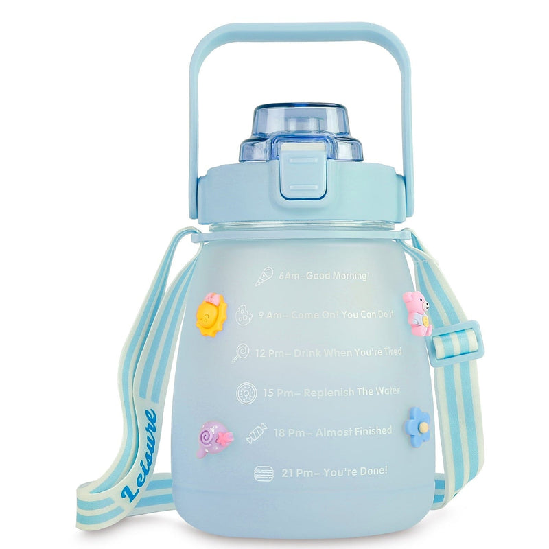 Kawaii Water Bottle with Straw Sports & Outdoors Blue - DailySale