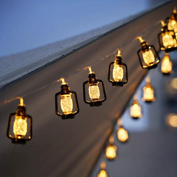 Kerosene Bottle LED String Lights Vintage Plastic Black Lantern Decor String & Fairy Lights - DailySale