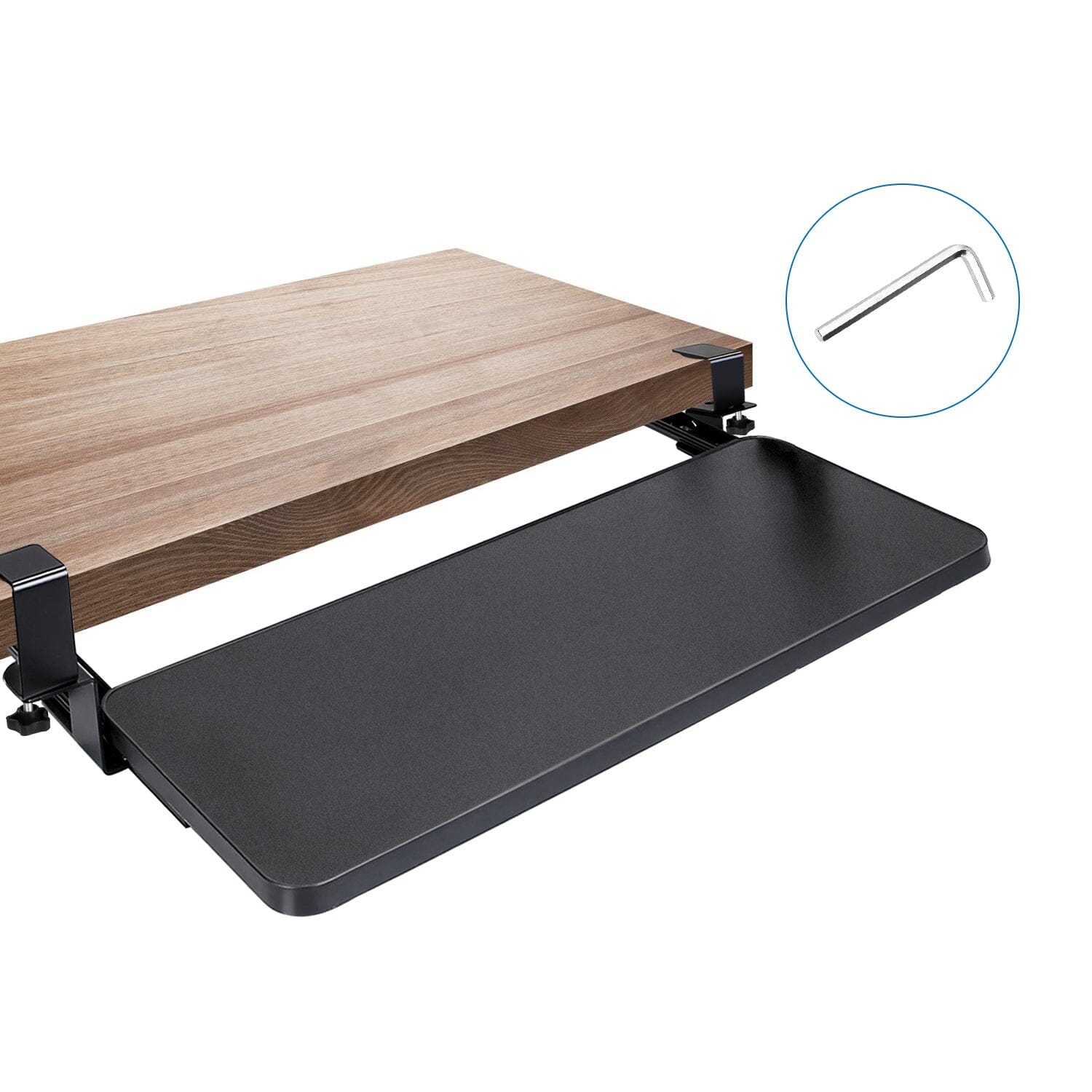 Keyboard Mouse Tray Under Desk Retractable Slide Out Drawer with C Clamp Computer Accessories - DailySale