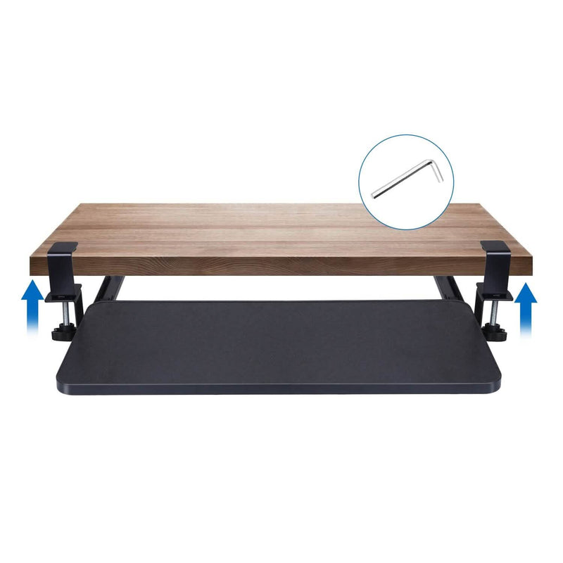 Keyboard Mouse Tray Under Desk Retractable Slide Out Drawer with C Clamp Computer Accessories - DailySale
