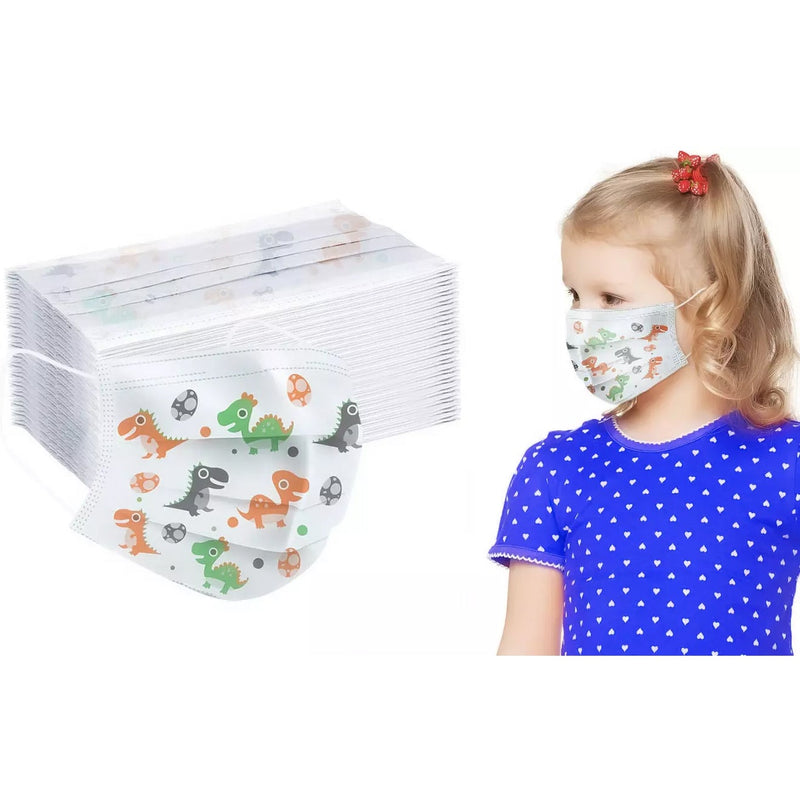 Kids 3-Ply Disposable Dinosaur Face Masks Face Masks & PPE - DailySale