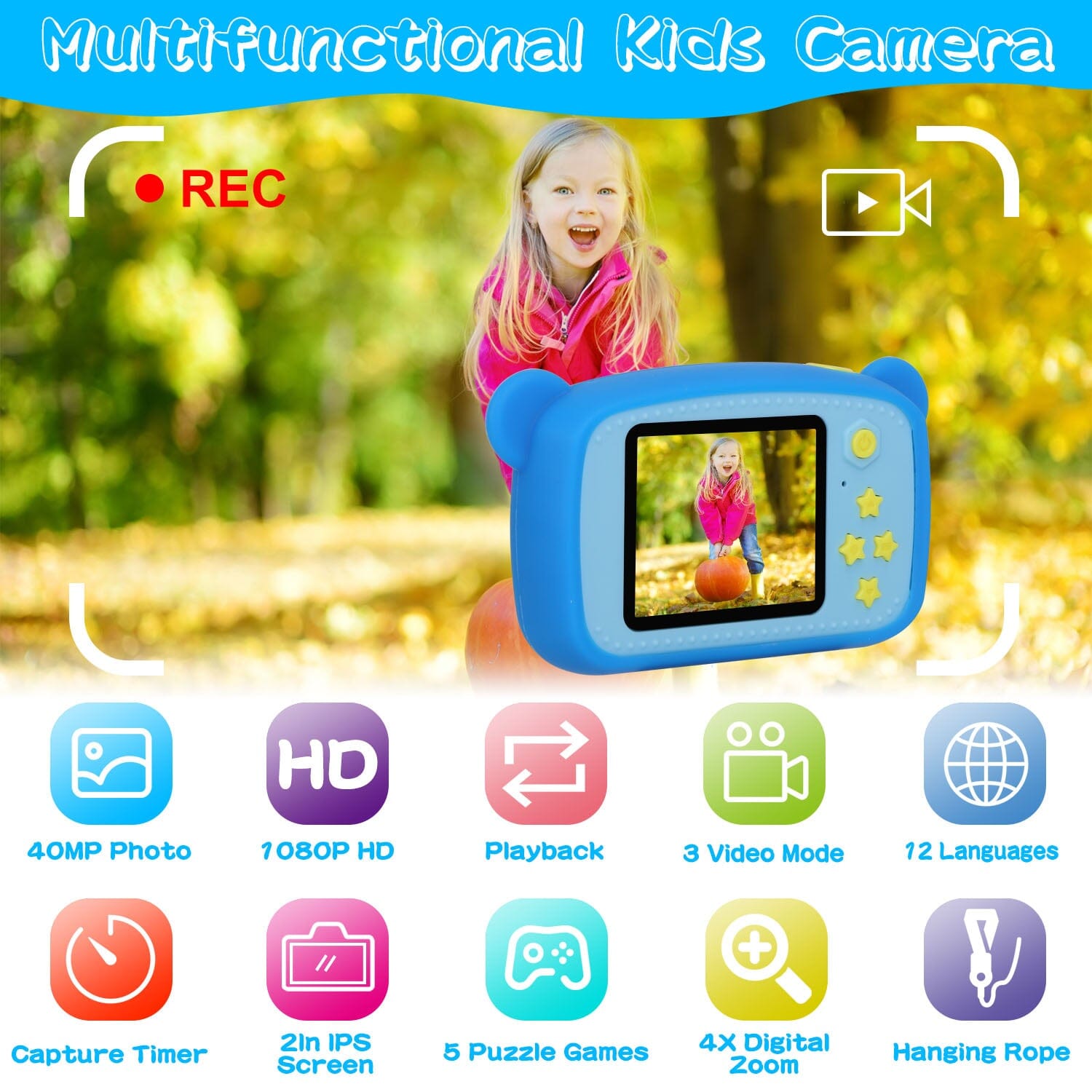 Kids Digital Camera with 2" Screen 4x Digital Zoom Toys & Games - DailySale