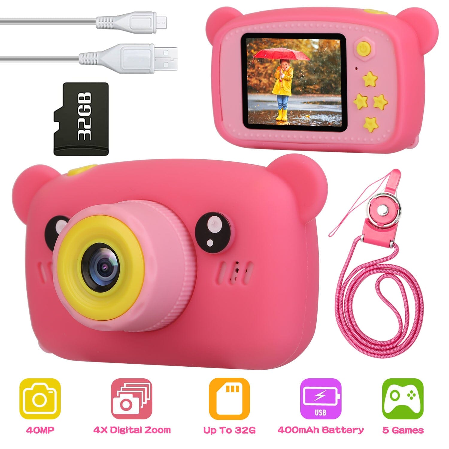 Kids Digital Camera with 2" Screen 4x Digital Zoom Toys & Games - DailySale