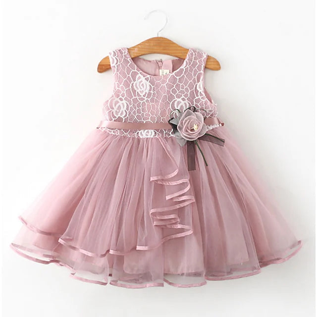 Kids Little Girls' Dress Flower Swing Dress Kids' Clothing Pink 1-2 Years - DailySale