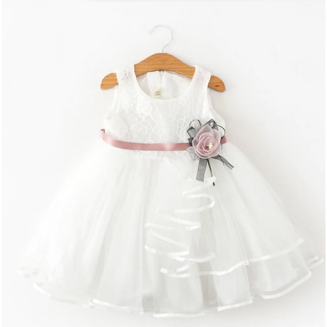 Kids Little Girls' Dress Flower Swing Dress Kids' Clothing White 1-2 Years - DailySale