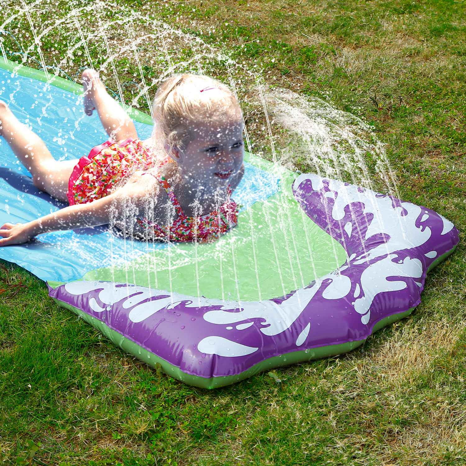 Kids Single Water Slide Lawn Surfing Racing Lane Slip Splash Spray Sprinkler Sports & Outdoors - DailySale