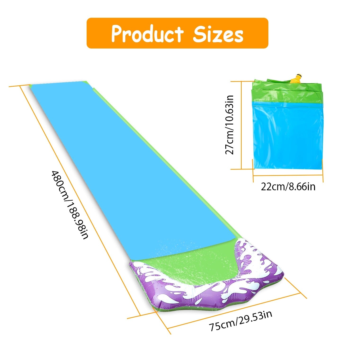 Kids Single Water Slide Lawn Surfing Racing Lane Slip Splash Spray Sprinkler Sports & Outdoors - DailySale