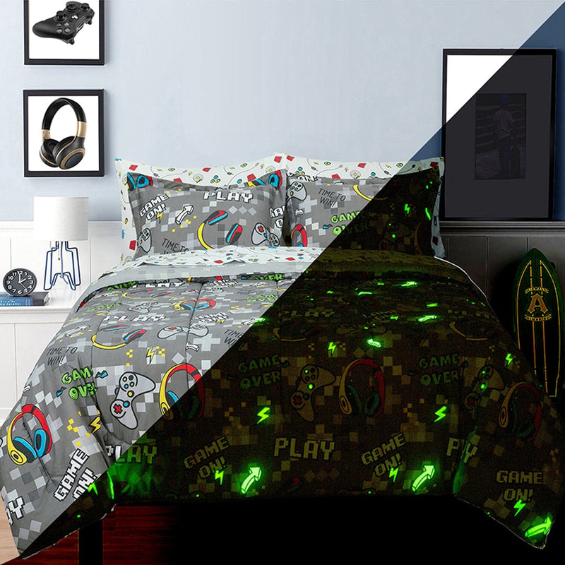 Kidz Mix Game On Glow-in-the-Dark Bed in a Bag Bedding - DailySale