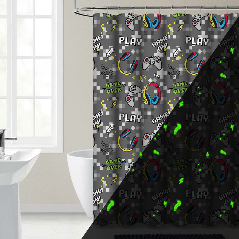 Kidz Mix Game on Glow-in-the-Dark Shower Curtain Bath - DailySale