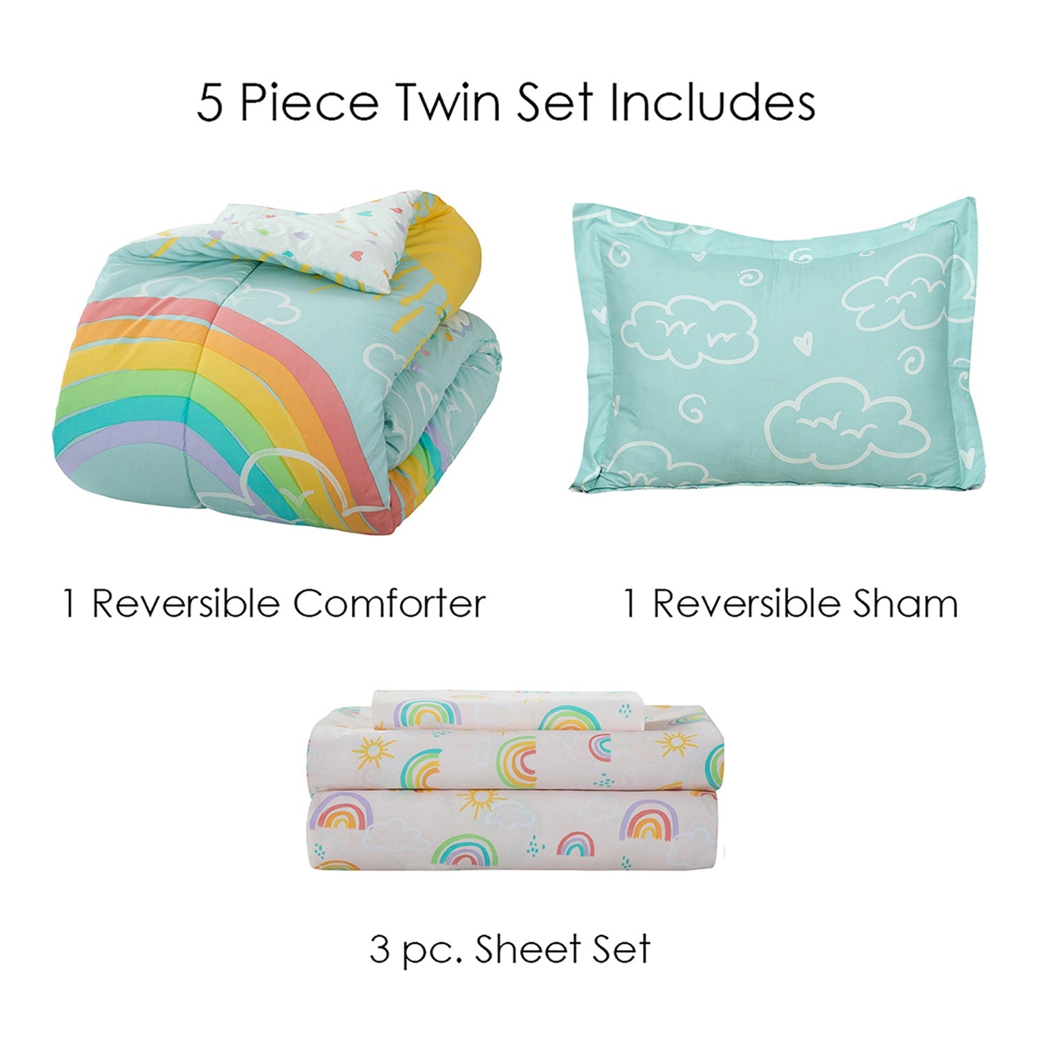 Kidz Mix Rainbow Clouds Bed in a Bag Bedding - DailySale