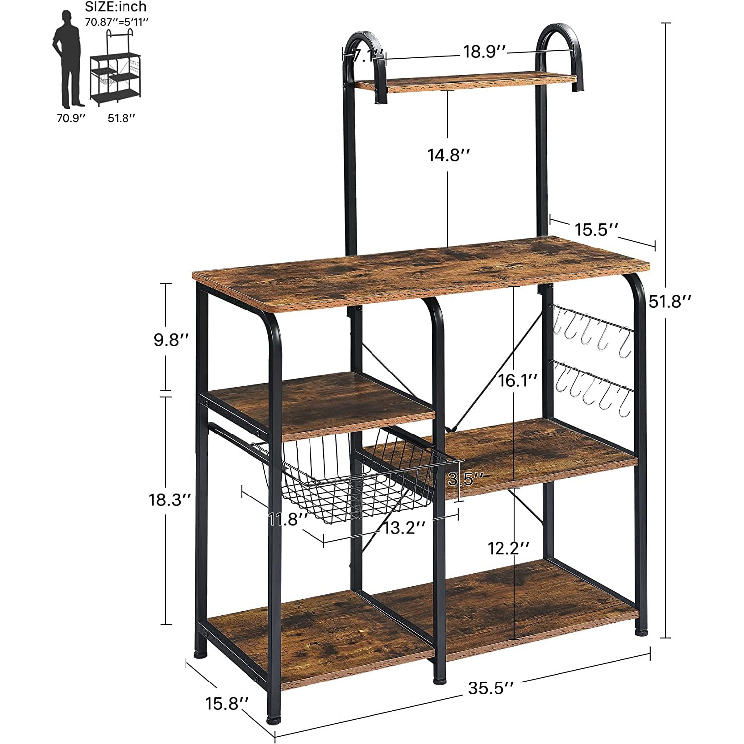 Kitchen Baker's Rack Utility Storage Shelf Kitchen Storage - DailySale