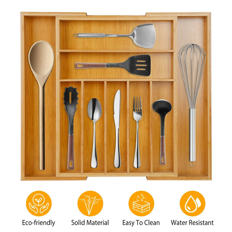 Kitchen Bamboo Expandable Cutlery Utensil Drawer Organizer Closet & Storage - DailySale