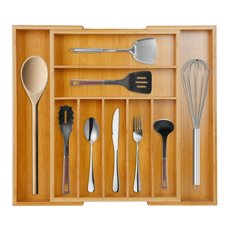 Kitchen Bamboo Expandable Cutlery Utensil Drawer Organizer Closet & Storage - DailySale