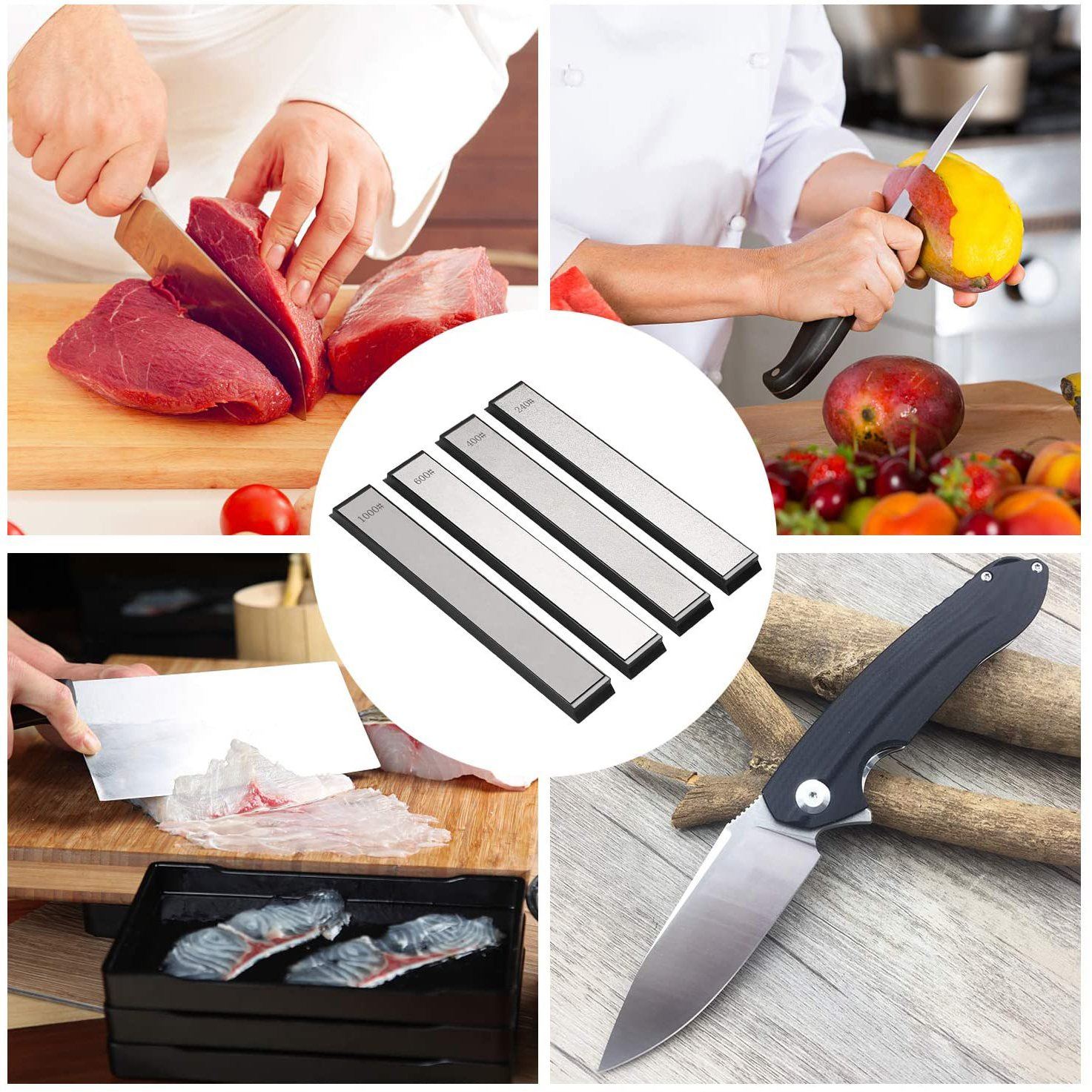 Kitchen Chef Knife Sharpener Fixed Rotation Angle with 4 Whetstones Kitchen & Dining - DailySale