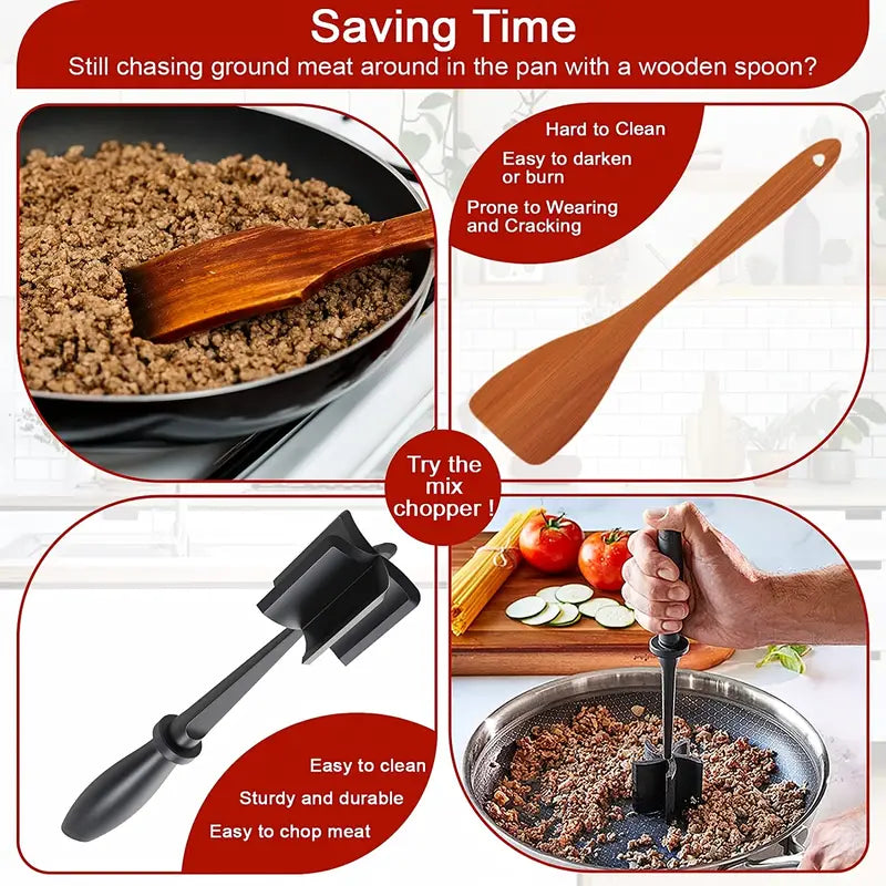 Kitchen Meat Chopper Ground Beef Masher Utensil Heat Resistant Non-Stick Kitchen Tools & Gadgets - DailySale