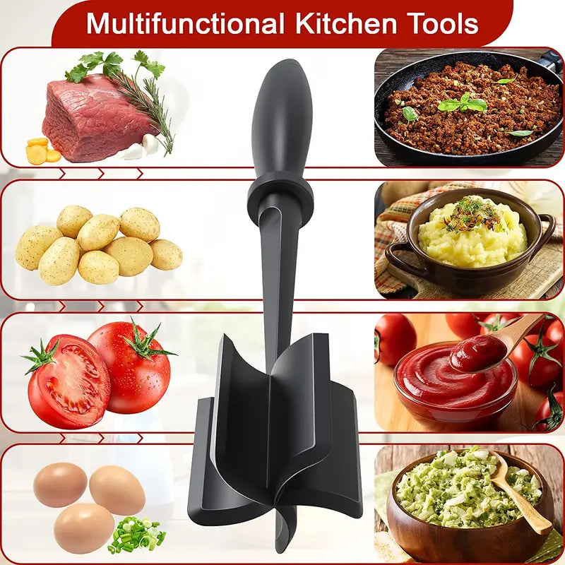 Duety Meat Chopper Heat Resistant Meat Chopper with Non-slip Handle Nylon Meat  Masher Multifunctional Hamburger Chopper Beef Masher Non Stick Mix Chopper  for Home Kitchen 