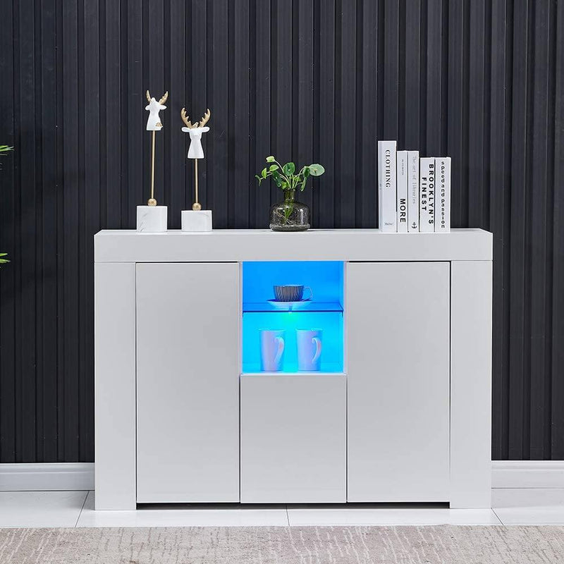 Kitchen Sideboard Cupboard with LED Light Closet & Storage - DailySale