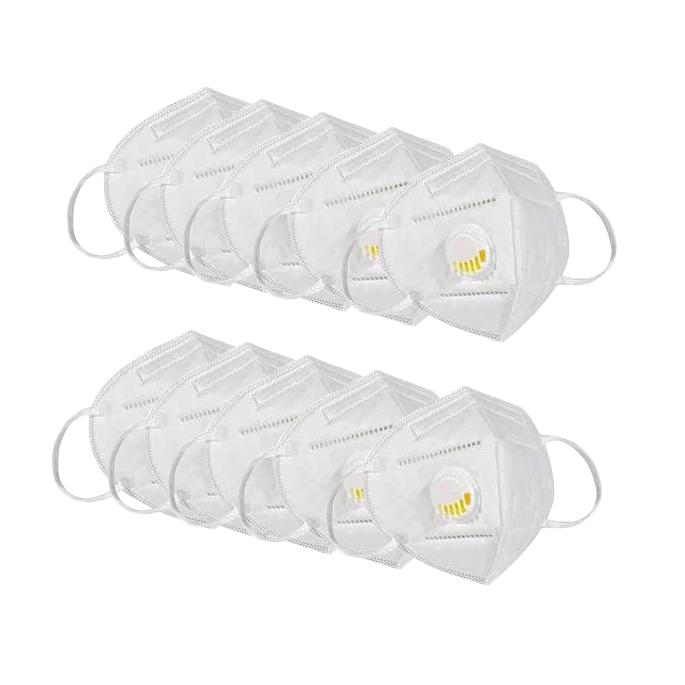 KN95 White Disposable Face Masks with Flow Exhalation Valve Wellness & Fitness 10-Pack - DailySale