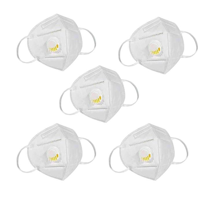 KN95 White Disposable Face Masks with Flow Exhalation Valve Wellness & Fitness 5-Pack - DailySale