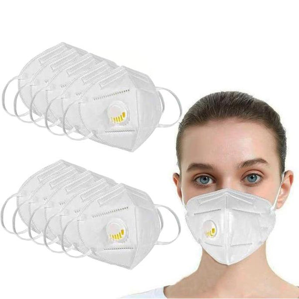 KN95 White Disposable Face Masks with Flow Exhalation Valve Wellness & Fitness - DailySale