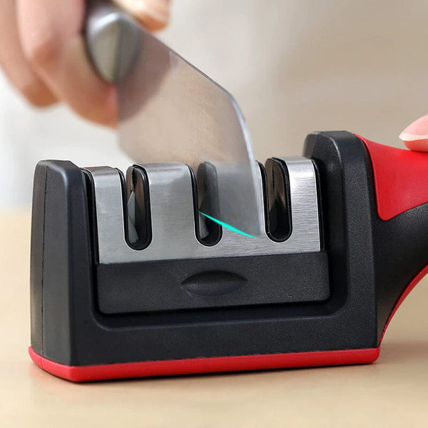 Knife Sharpener Handheld Multi-function 3 Stages Type Quick Sharpening Tool  With Non-slip Base Kitchen Knives Accessories Gadget