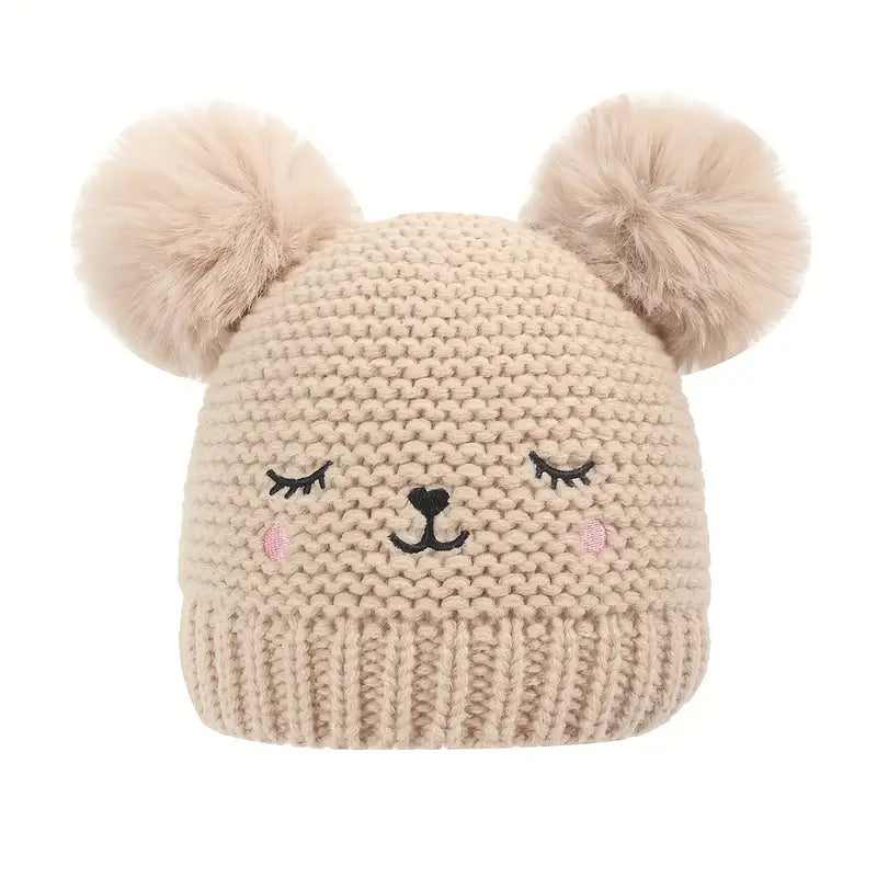 Knitted Beanie Hat, Cute Cold-proof Winter Hat For 6-24 Months Baby Girls Baby Beige - DailySale