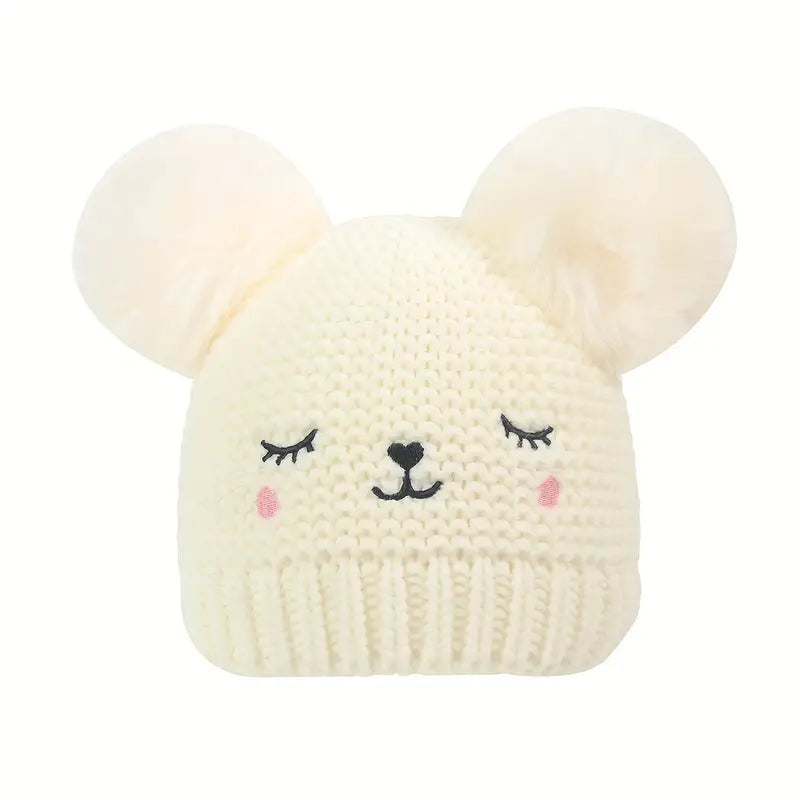 Knitted Beanie Hat, Cute Cold-proof Winter Hat For 6-24 Months Baby Girls Baby White - DailySale