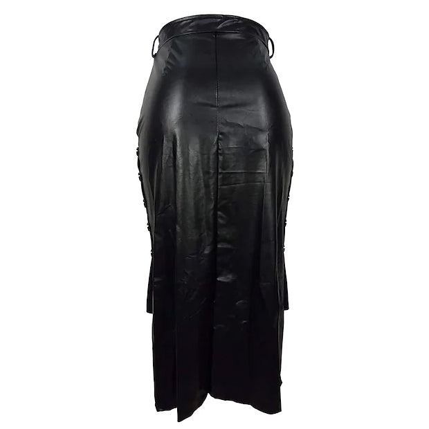 Knotted PU Leather Slit Skirt Women's Bottoms - DailySale