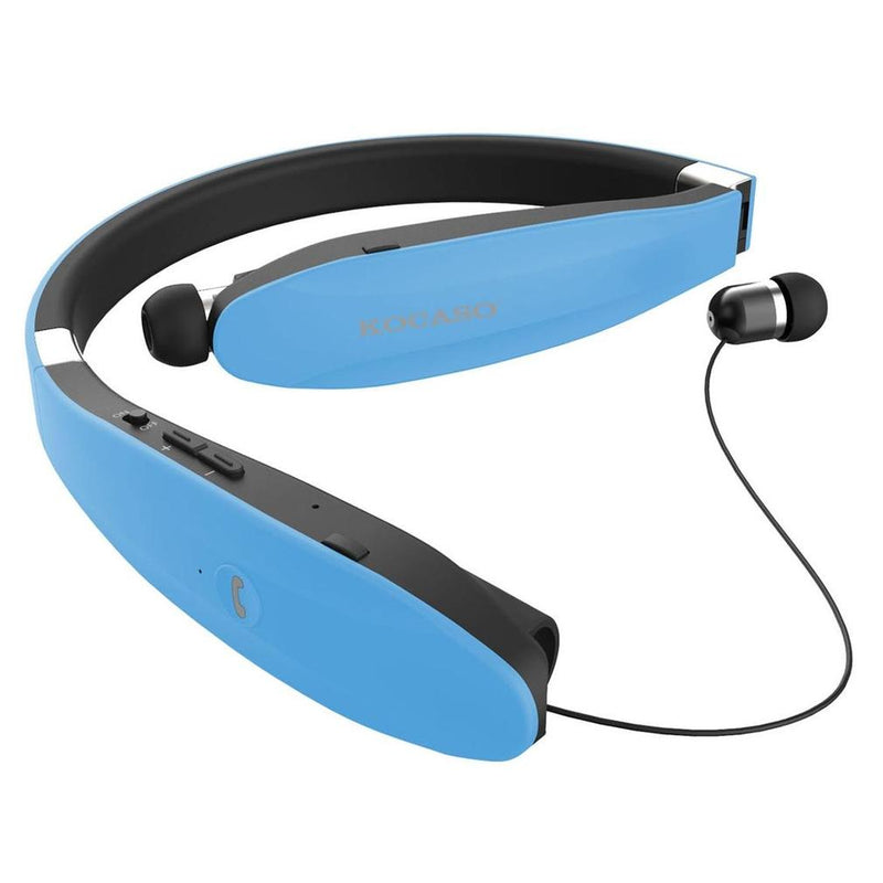 Kocaso Foldable Wireless Neckband Sweatproof Headset Headphones & Speakers Blue - DailySale