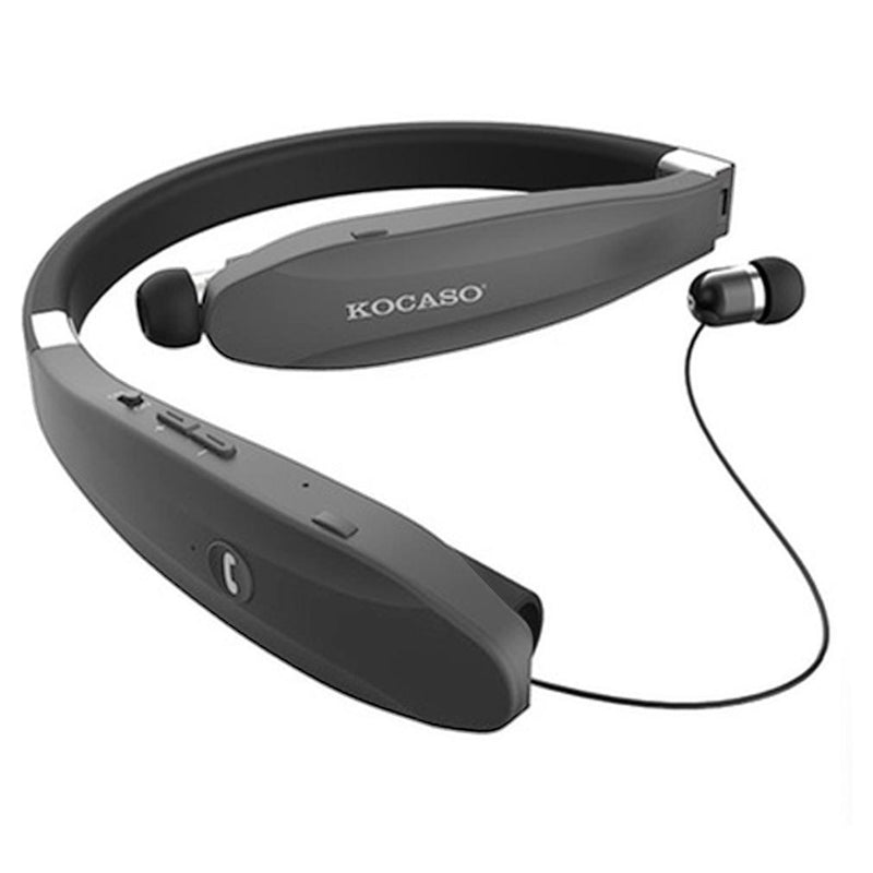 Kocaso Foldable Wireless Neckband Sweatproof Headset Headphones & Speakers Dark Gray - DailySale