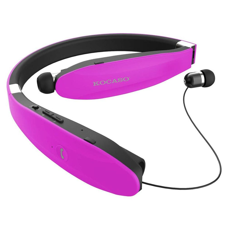 Kocaso Foldable Wireless Neckband Sweatproof Headset Headphones & Speakers Hot Pink - DailySale