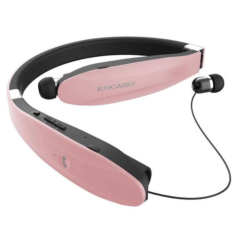 Kocaso Foldable Wireless Neckband Sweatproof Headset Headphones & Speakers Rose Gold - DailySale