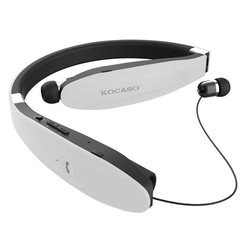Kocaso Foldable Wireless Neckband Sweatproof Headset Headphones & Speakers White - DailySale