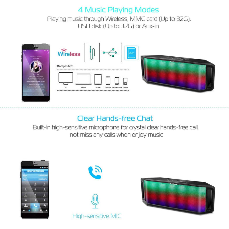 KOCASO LED Wireless Speaker Dynamic Multicolor Hands-Free Speakers - DailySale