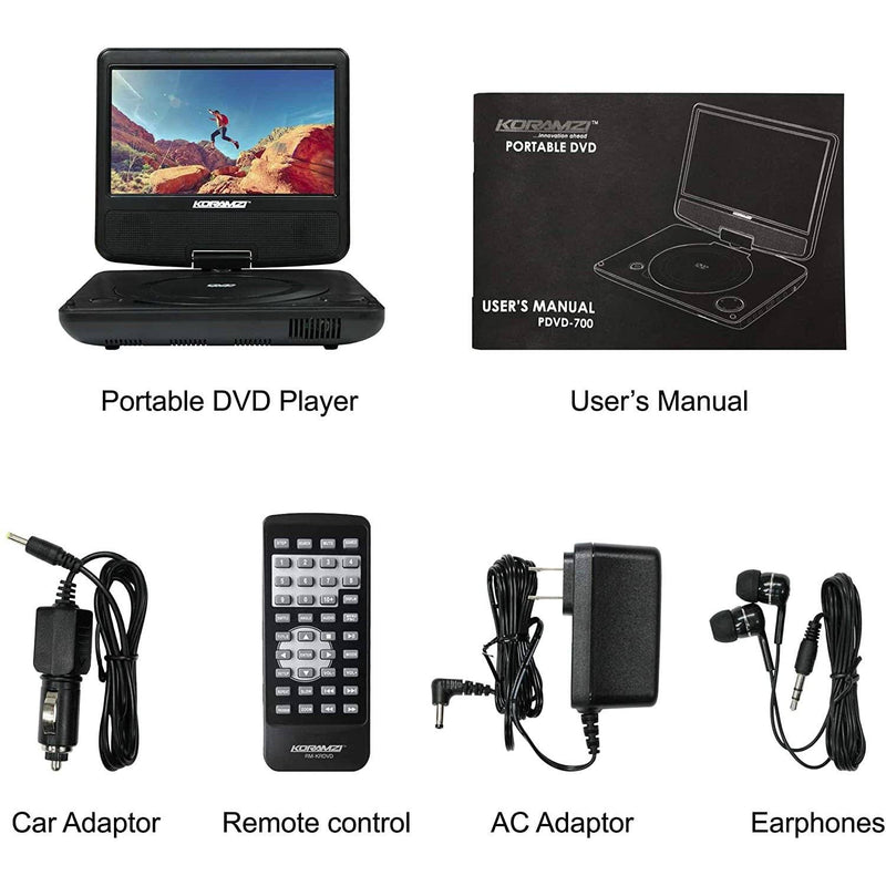 KoramzI 7" Portable Swivel DVD Player Gadgets & Accessories - DailySale