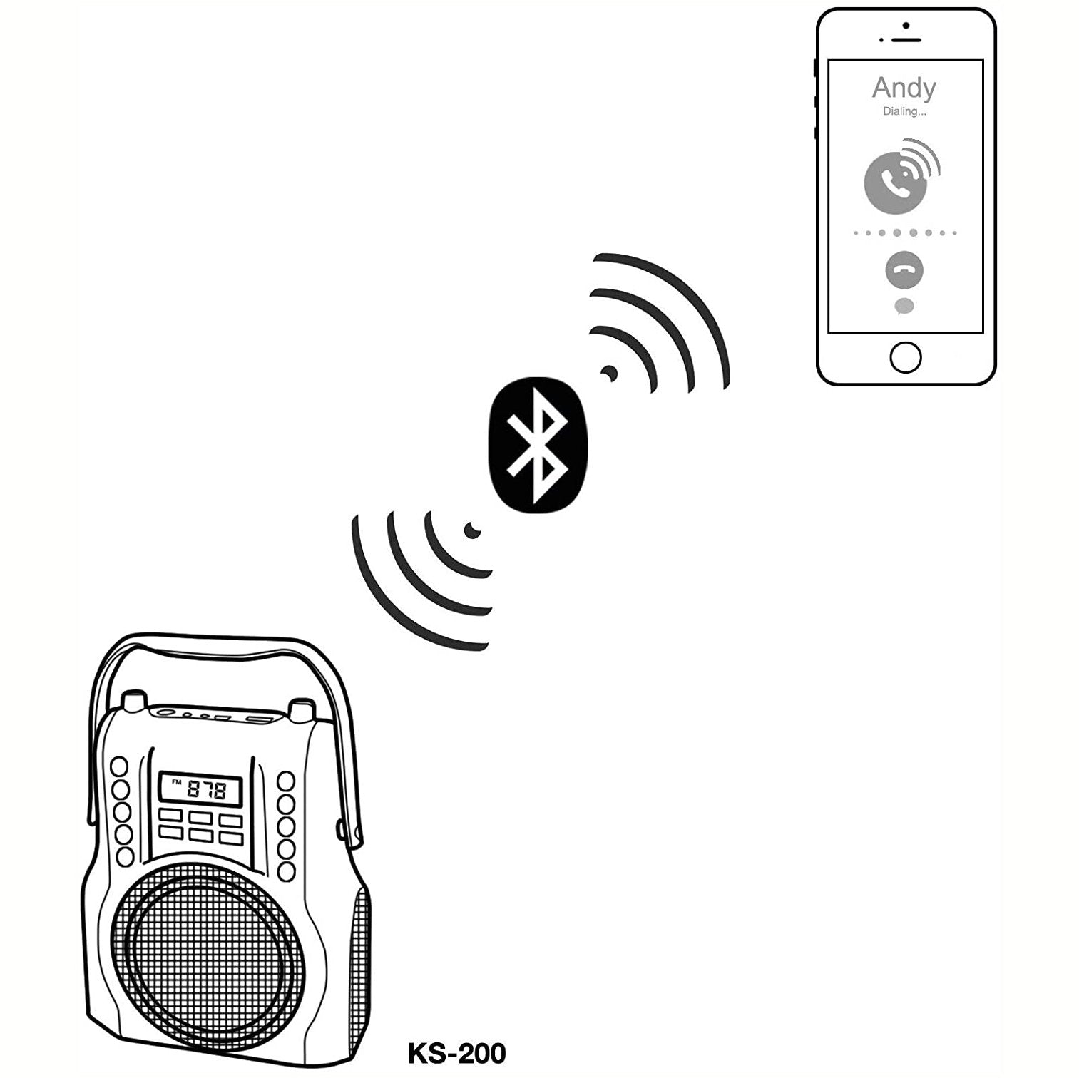 Koramzi Karaoke Portable Boombox with Bluetooth and Rechargeable Battery Headphones & Speakers - DailySale