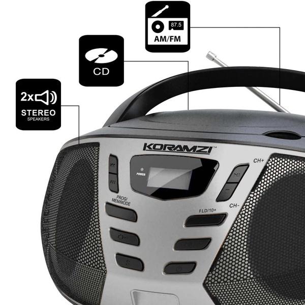 KORAMZI Portable CD Boombox with AM/FM Radio Speakers - DailySale