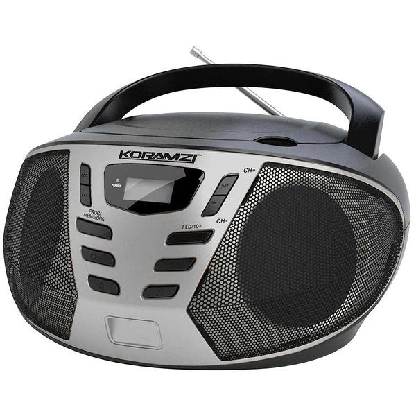 KORAMZI Portable CD Boombox with AM/FM Radio Speakers Silver - DailySale