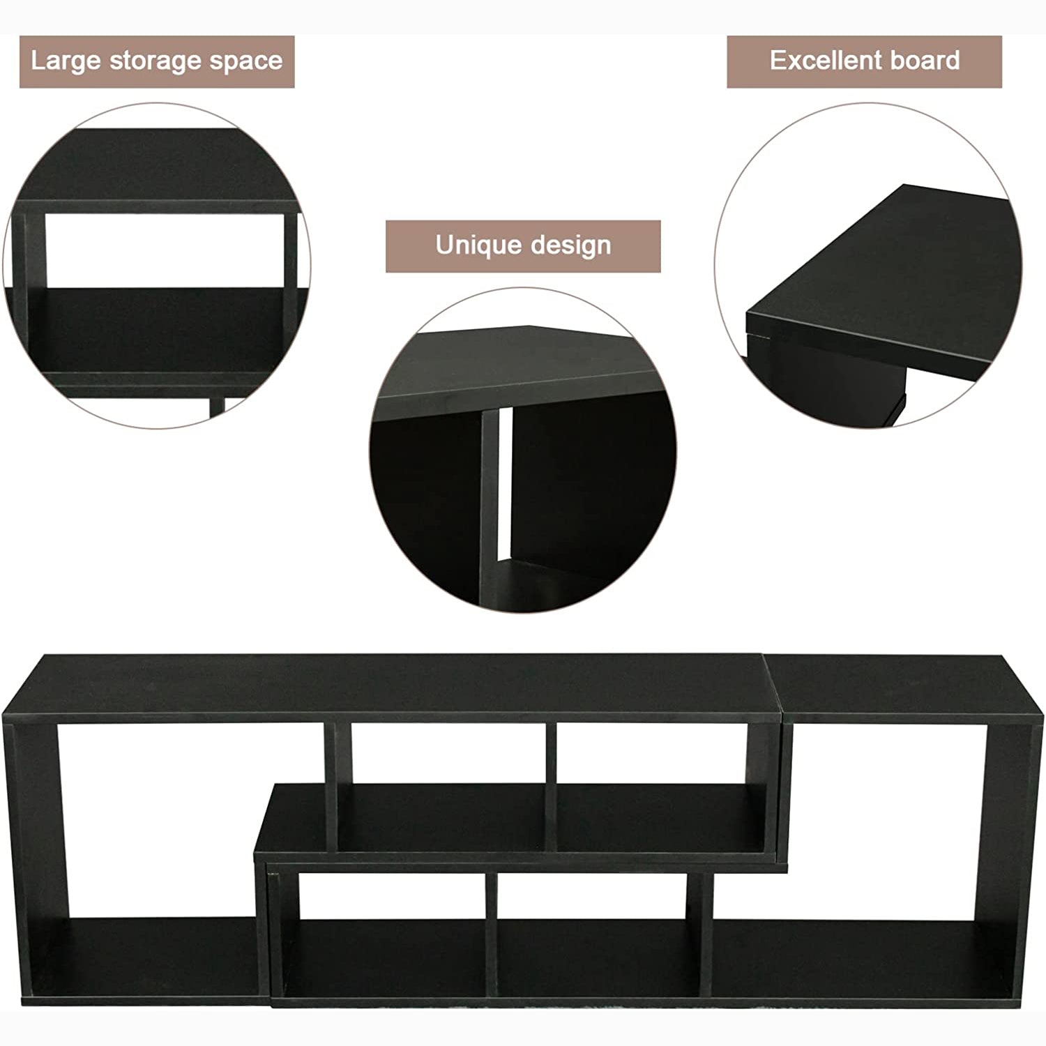 L Shape TV Console Stand Bookcase Storage Rack Closet & Storage - DailySale