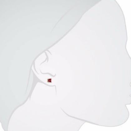 Lab-Created Ruby 10k Gold Plated Red Ruby Stud Earrings Earrings - DailySale