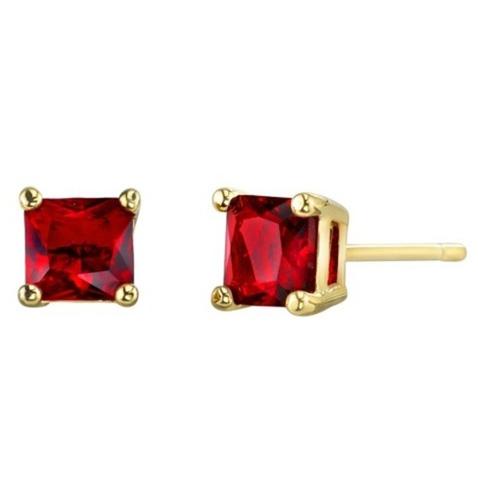 Lab-Created Ruby 10k Gold Plated Red Ruby Stud Earrings Earrings - DailySale