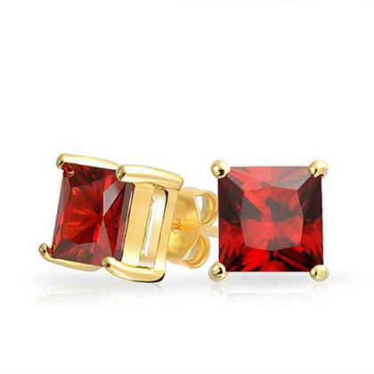 Lab-Created Ruby 10k Gold Plated Red Ruby Stud Earrings Earrings - DailySale