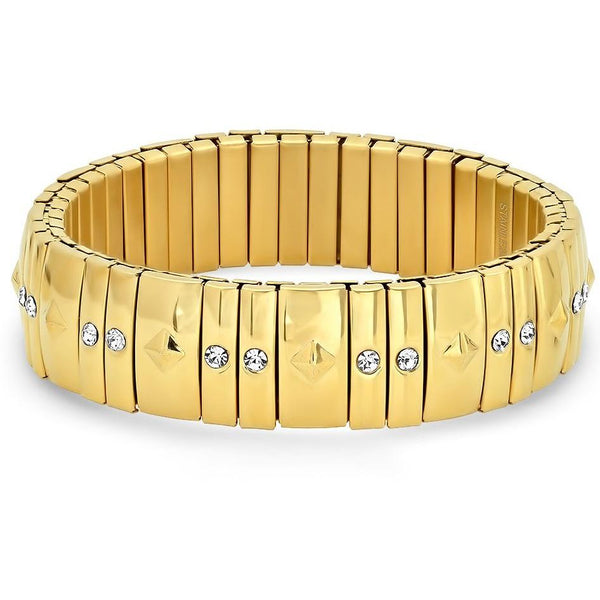 Ladies 18K Gold Studded Stretch Bracelet with Simulated Diamonds Bracelets - DailySale