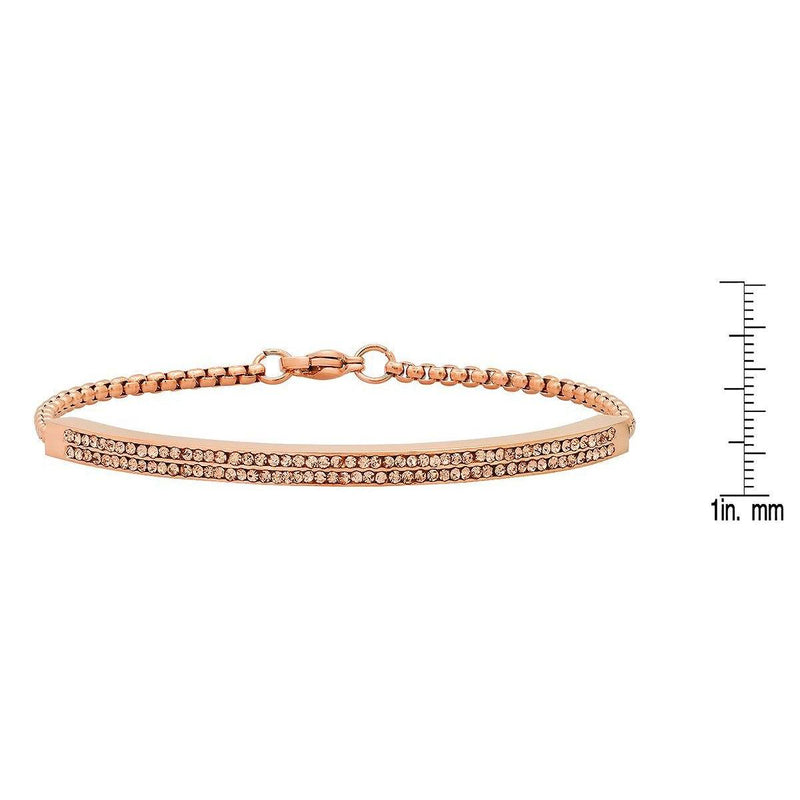 Ladies 18K Rose Gold Plated Stainless Steel Simulated Diamond Channel Setting Bracelet Bracelets - DailySale