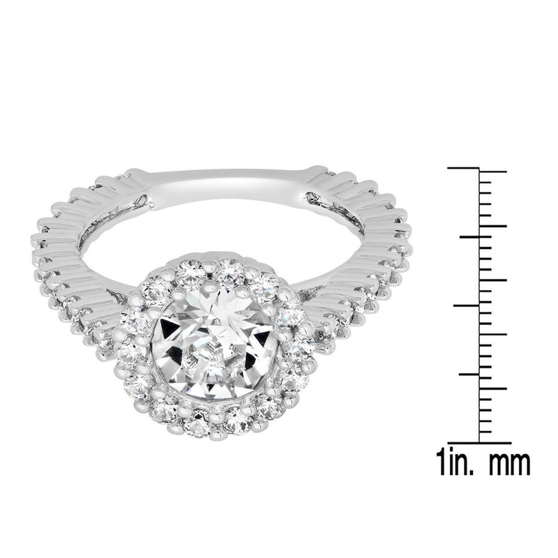 Ladies 18K White Gold Plated Brass Engagement Ring Adorned with Swarovski Crystals Rings - DailySale