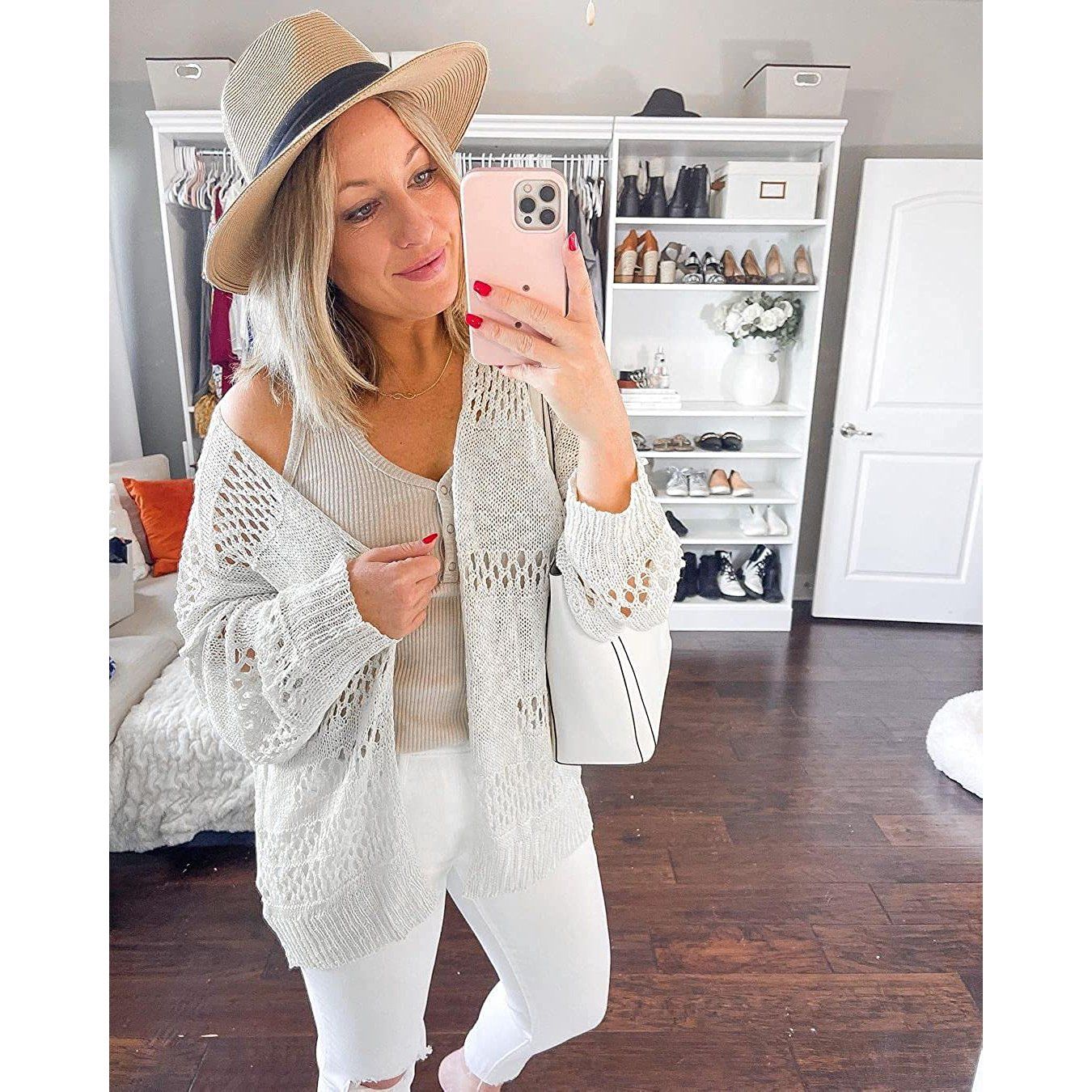 Ladies Crochet Cardigan Sweater Women's Outerwear - DailySale