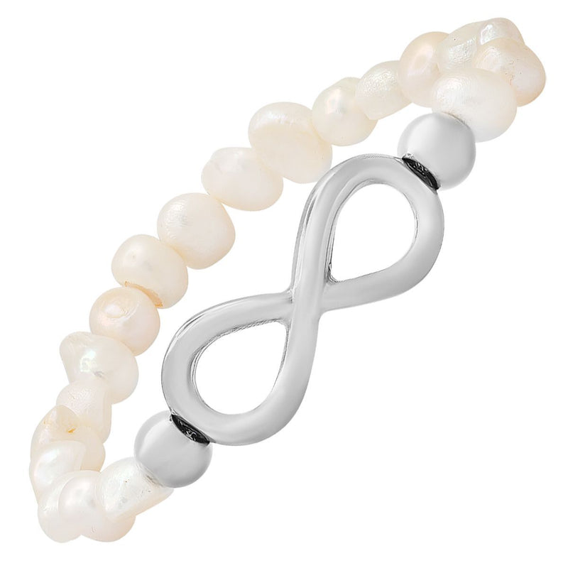Ladies Freshwater Pearls and Infinity Charm Bracelet