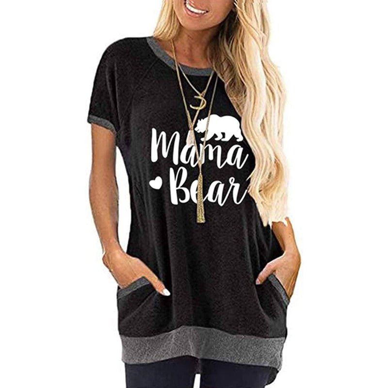 Ladies Long T Shirts Cotton Graphic Lettern Print Summer Tops Women's Clothing Black S - DailySale