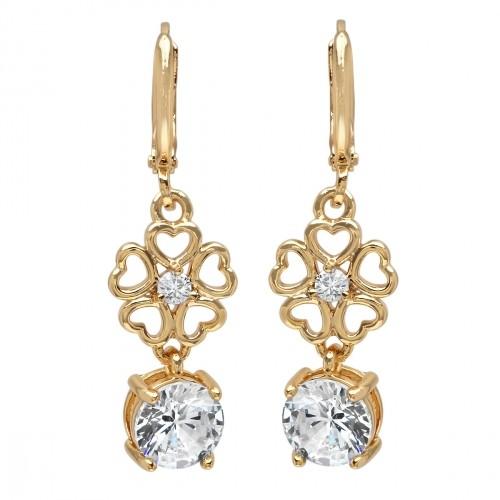 Ladies Simulated Diamond Flower Drop Earrings
