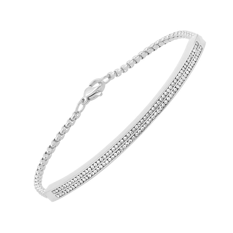 Ladies Stainless Steel Simulated Diamond Channel Setting Bracelet Bracelets - DailySale